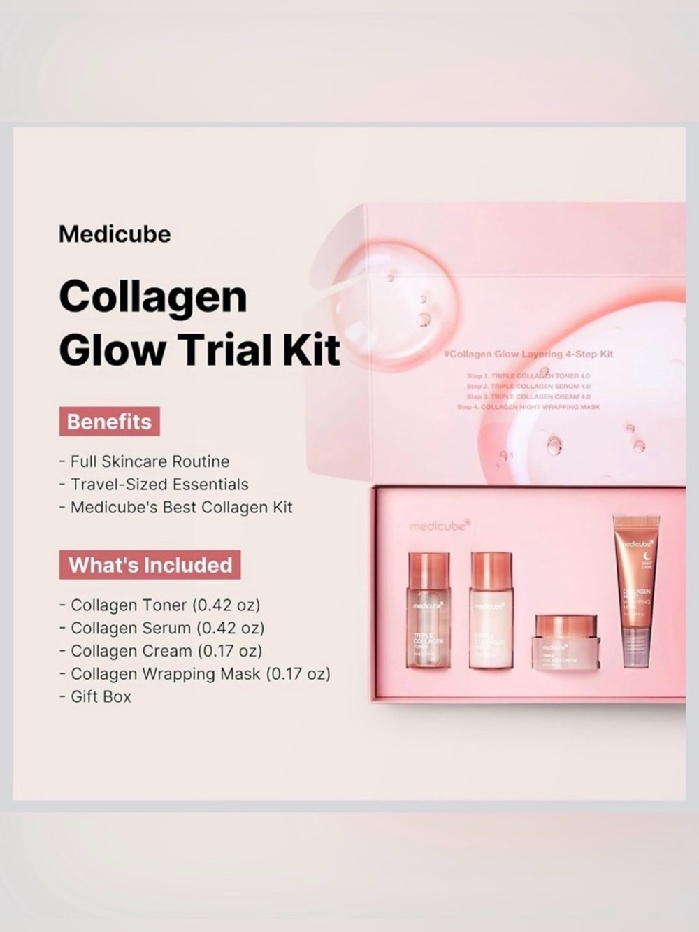 Medicube Glass Skin Collagen Trial Kit Travel Sizes NIB ✨ K-Beauty - Picture 2 of 9